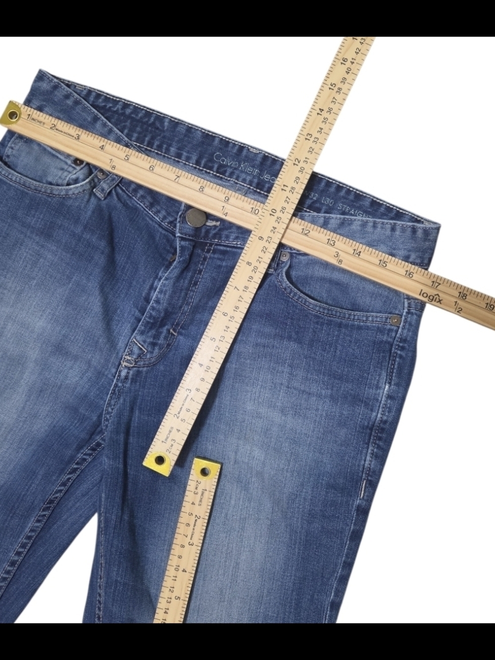 Calvin Klein Jeans Straight-Leg Denim in Medium Blue - Picture 6 of 14
